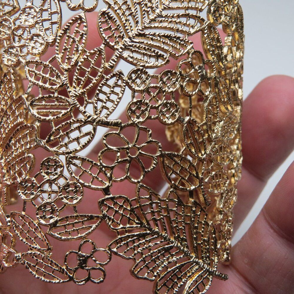 $300 14k Plated Leaf branch Bangle Bracelet